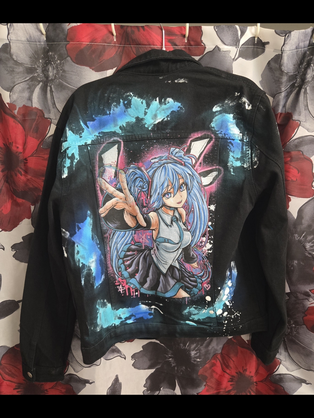 Hatsune miku Anime unisex blk jean Jacket SmL